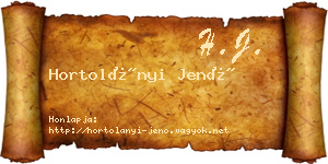 Hortolányi Jenő névjegykártya